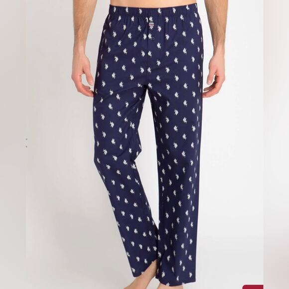 U.S. Polo Association Loungewear Logo Print Navy Blue Pants Men’s Size M - Picture 1 of 11